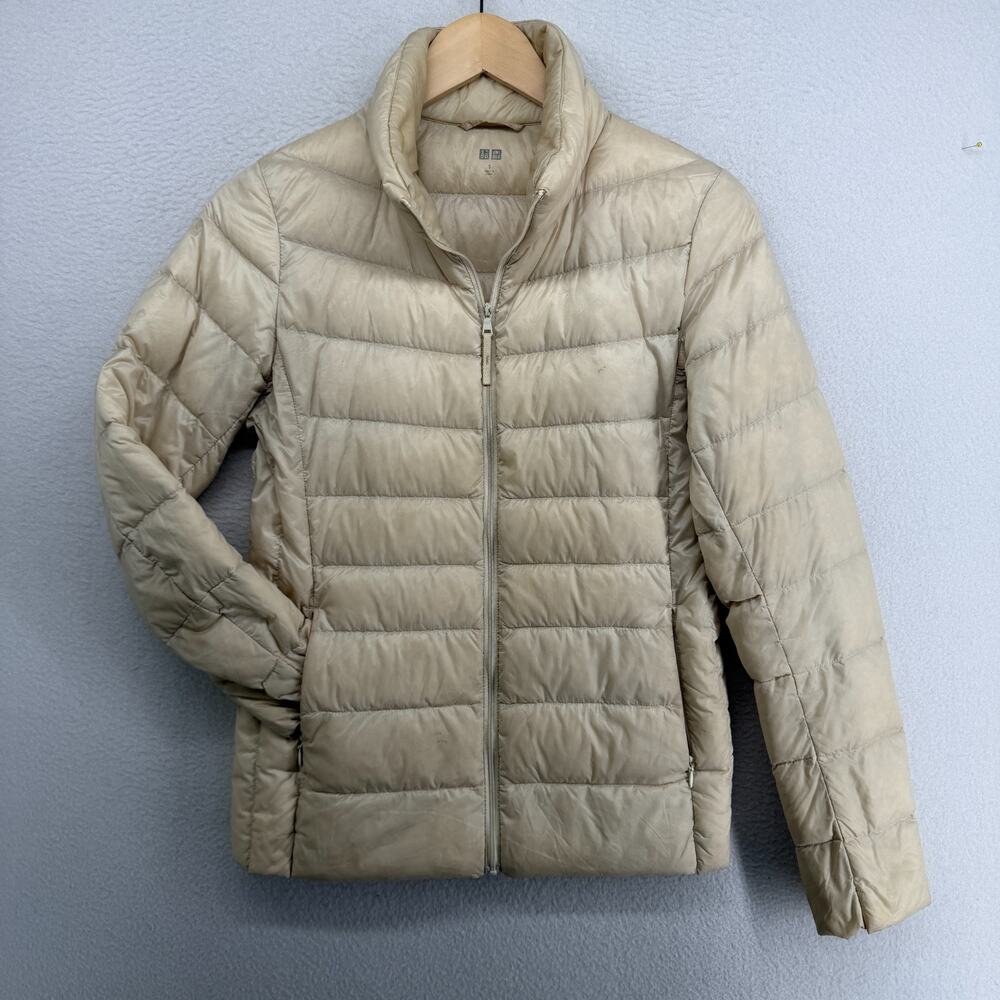 UNIQLO Jacket Womens S Ultra Light Down Puffer Insulated Packable Nylon Beige